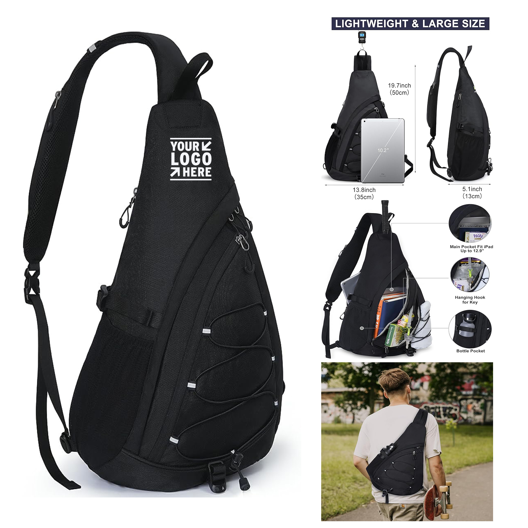 Men Women Crossbody Sling Backpack Large Anti Theft Shoulder Bag With Phone Pocket 2