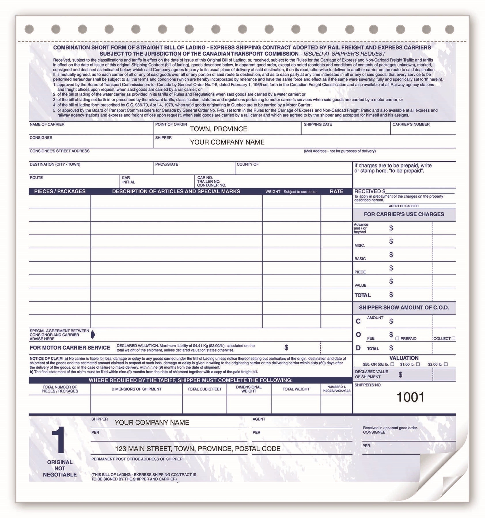 Bill Of Lading / Express Shipping Contracts - Compact 1