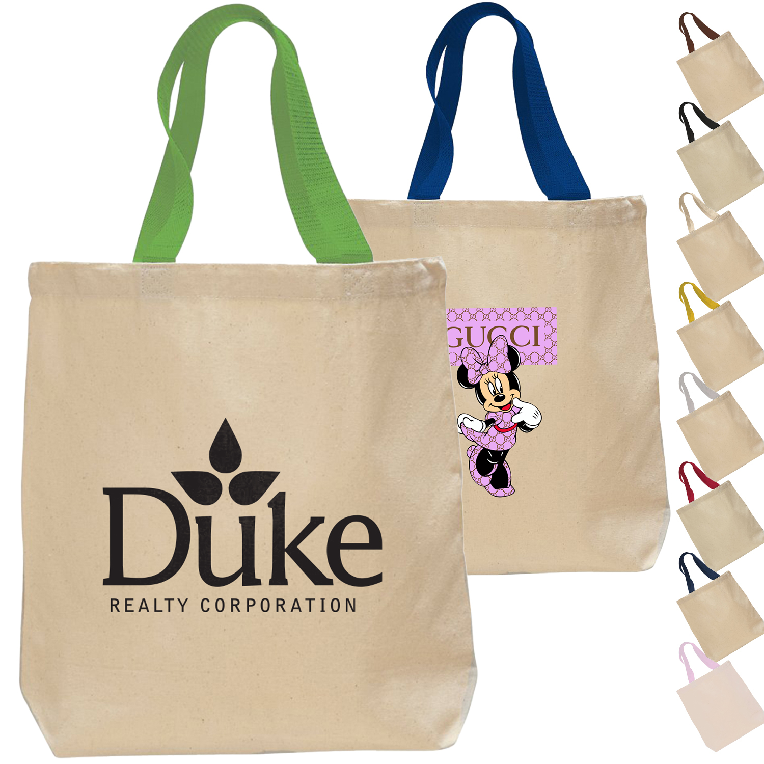 12 OZ. PROMOTIONAL COTTON CANVAS TOTE BAG W/ NYLON WEB HANDLES 1