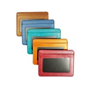 Elegant Portrait Dual Side PU Leather Card Holder With 2 Pockets 8