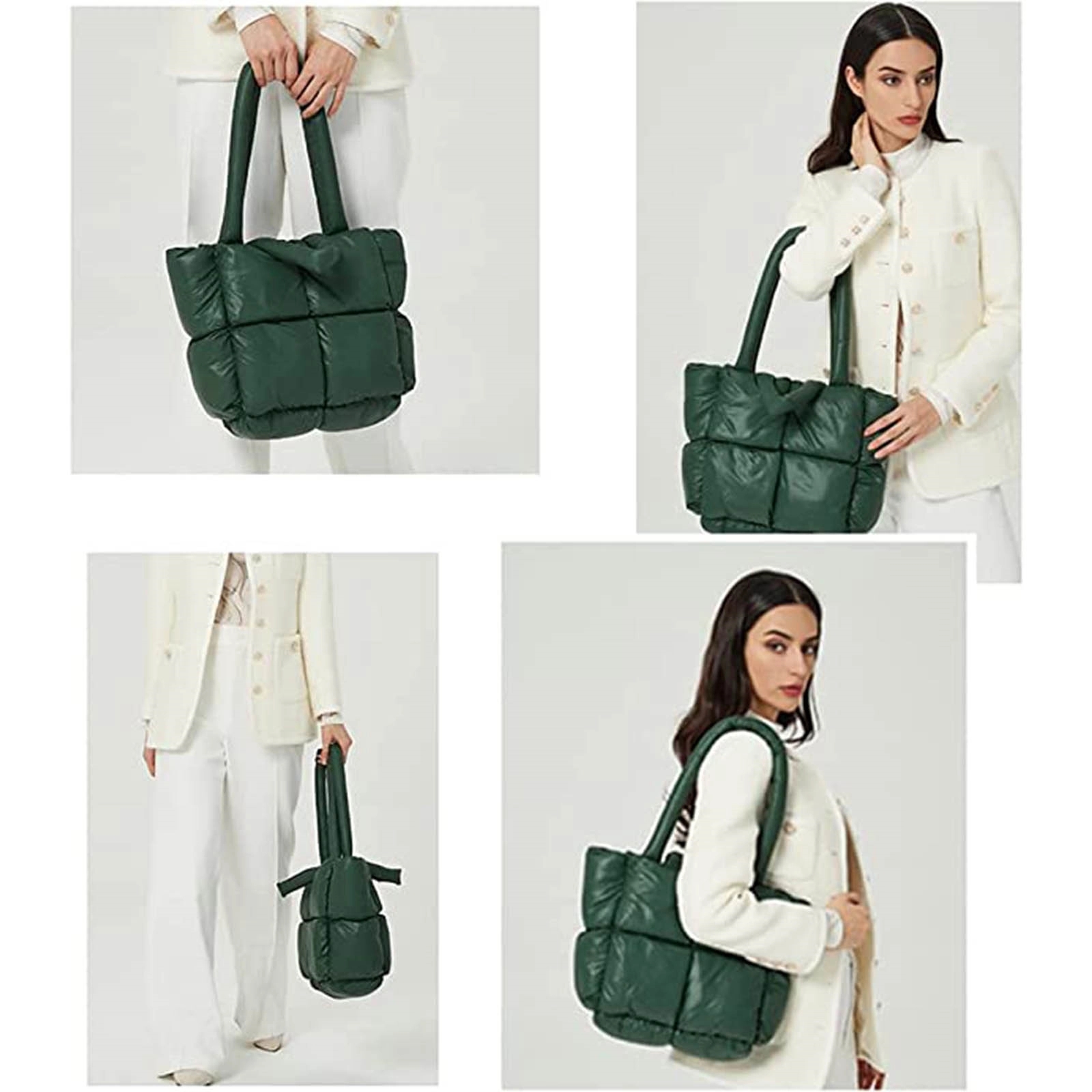 Quilted Puffer Down Cotton Winter Tote Bag 2