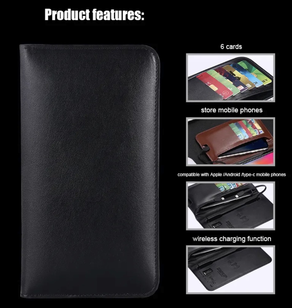 PU Leather Wallet With Power Bank 5