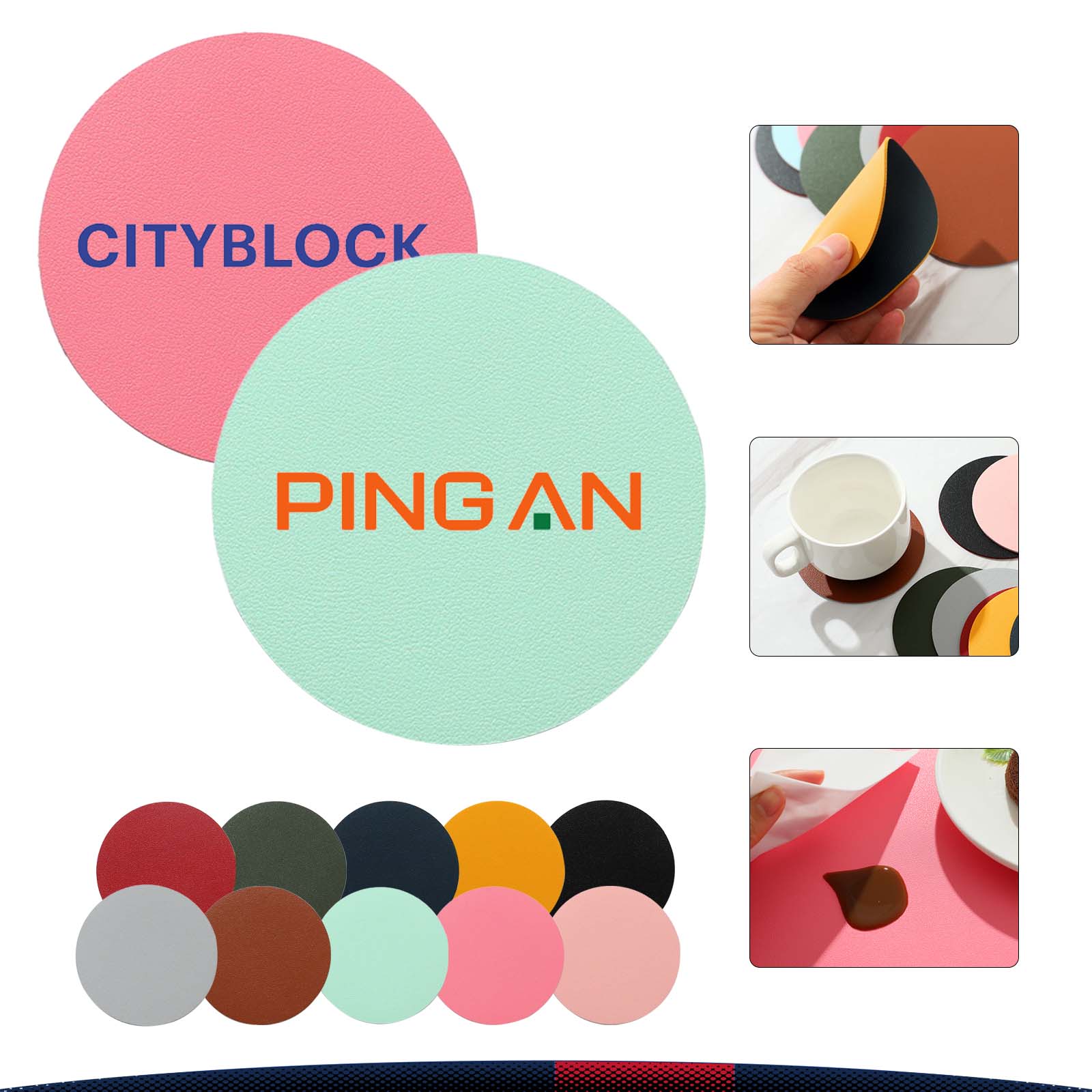 Double-Sided PVC Leather Coaster 8