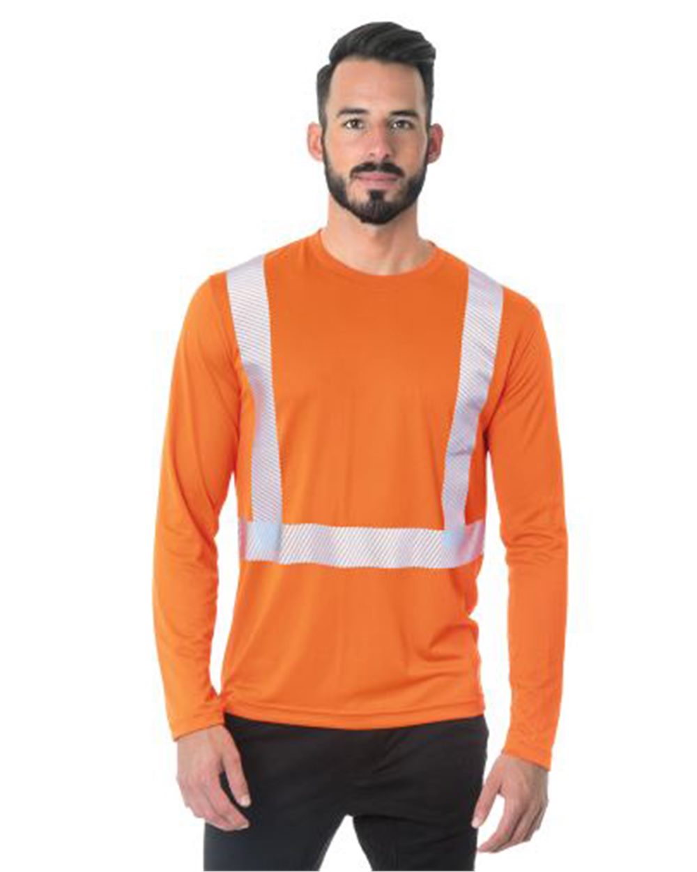 Unisex USA-Made Hi-Visibility Long Sleeve Performance T-Shirt - Segmented Tape - 3740 3