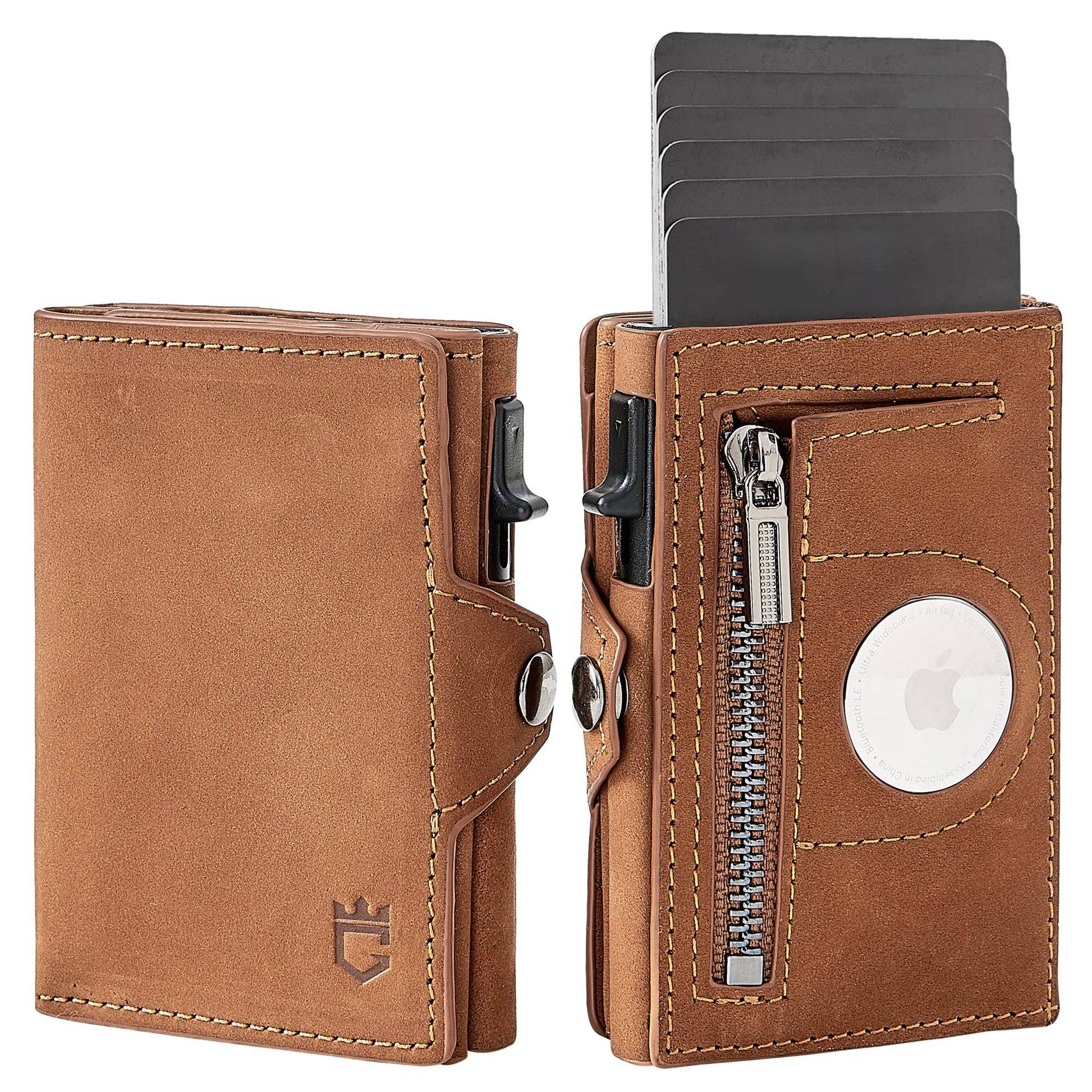 Genuine leather Mens Wallet Tag Anti-theft Card Case 6