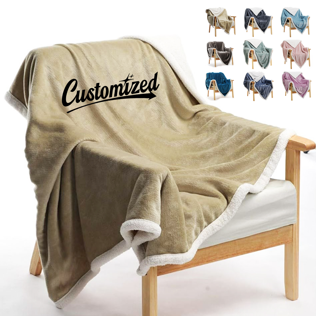 Two-Tone Sherpa Fleece Blanket with Soft Reversible Design 4