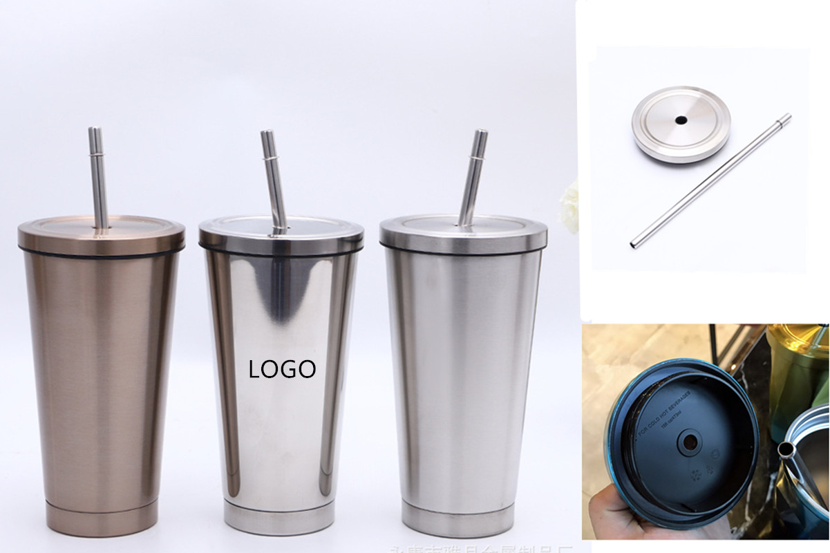 16 OZ Stainless Steel Cup w/lid and straw 2
