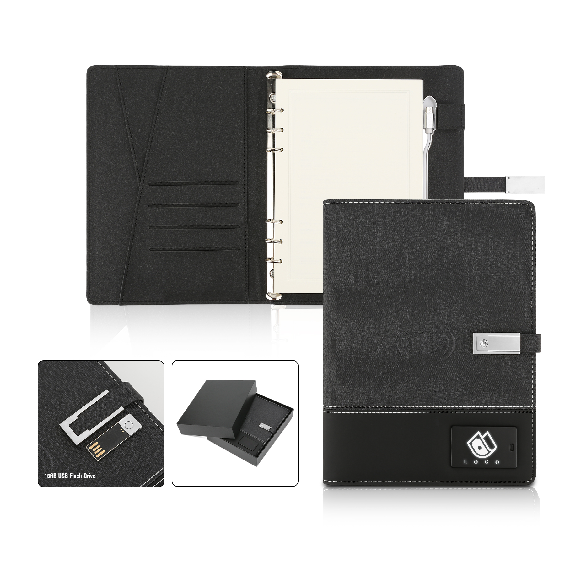 Executive 8000mAh Charging Portfolio With 16GB USB Drive 4