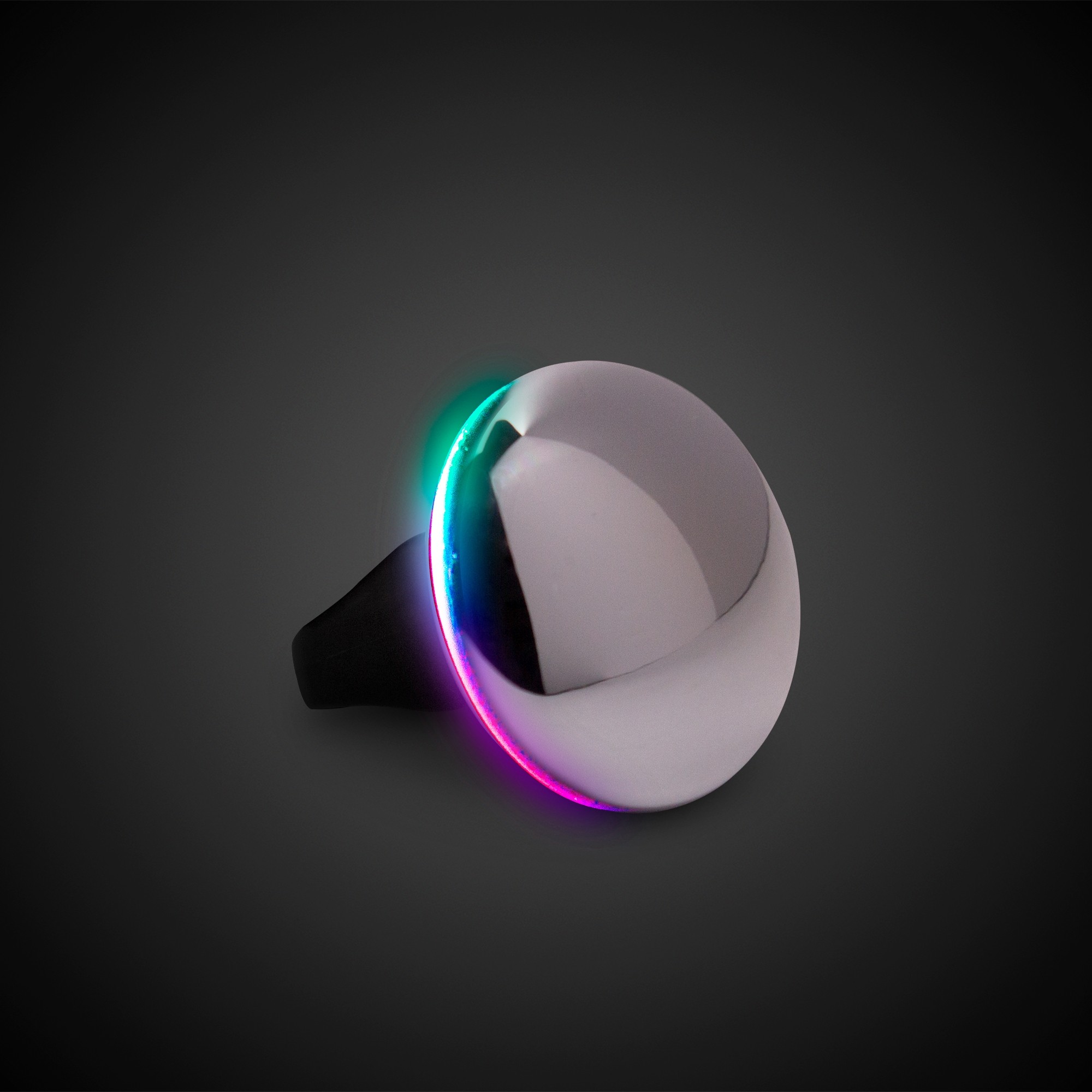 Silver Button LED Laser Ring 4