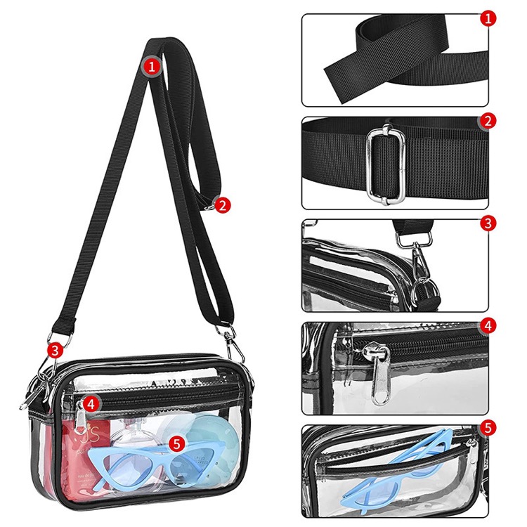 Small Clear PVC Crossbody Messenger Shoulder Bag w/ Adjustable Strap 5