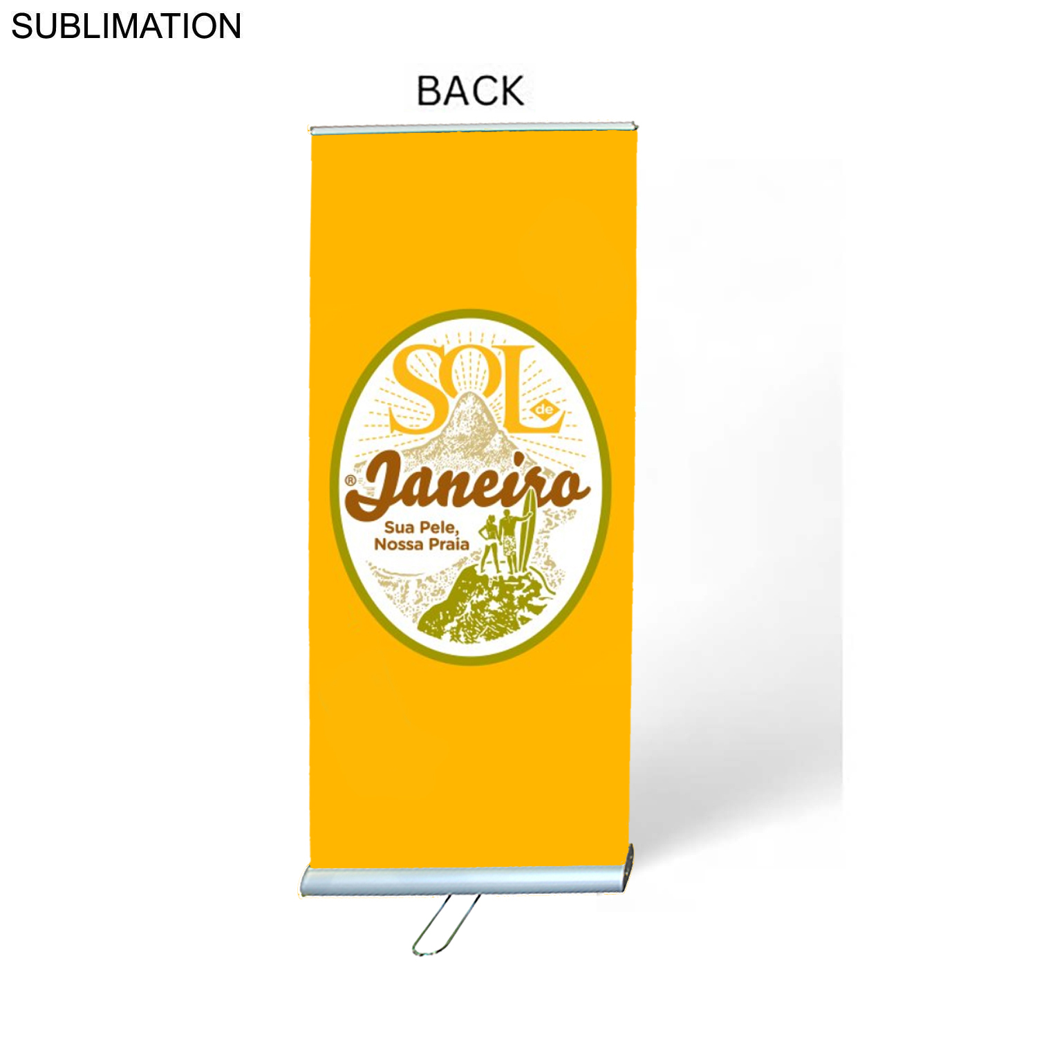 Sublimated Heavy Fabric Premium Retractable Banner w/ Double sided Graphics, 33.5x79, Standard base 3