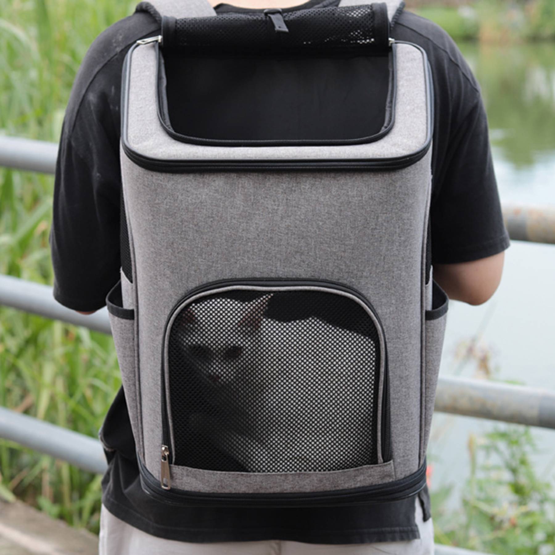 Oxford cloth large capacity shoulder breathable pet backpack 5