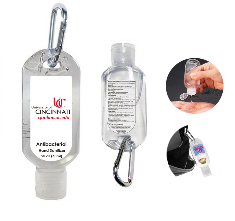 Hand Sanitizer Gel with Carabiner, 2 oz. - Printed 3