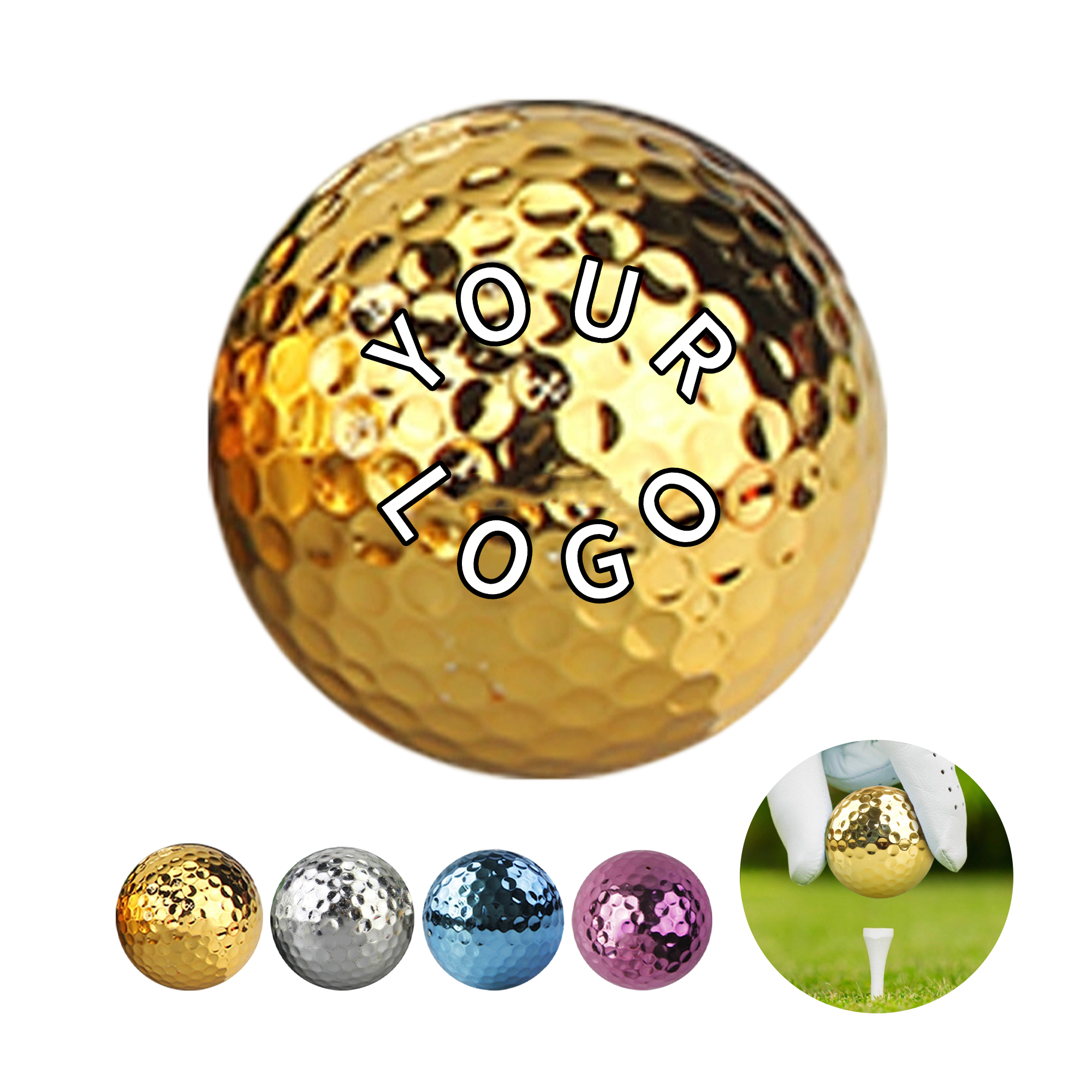 Electroplated Synthetic Rubber Golf Ball For Tournament Gift 1