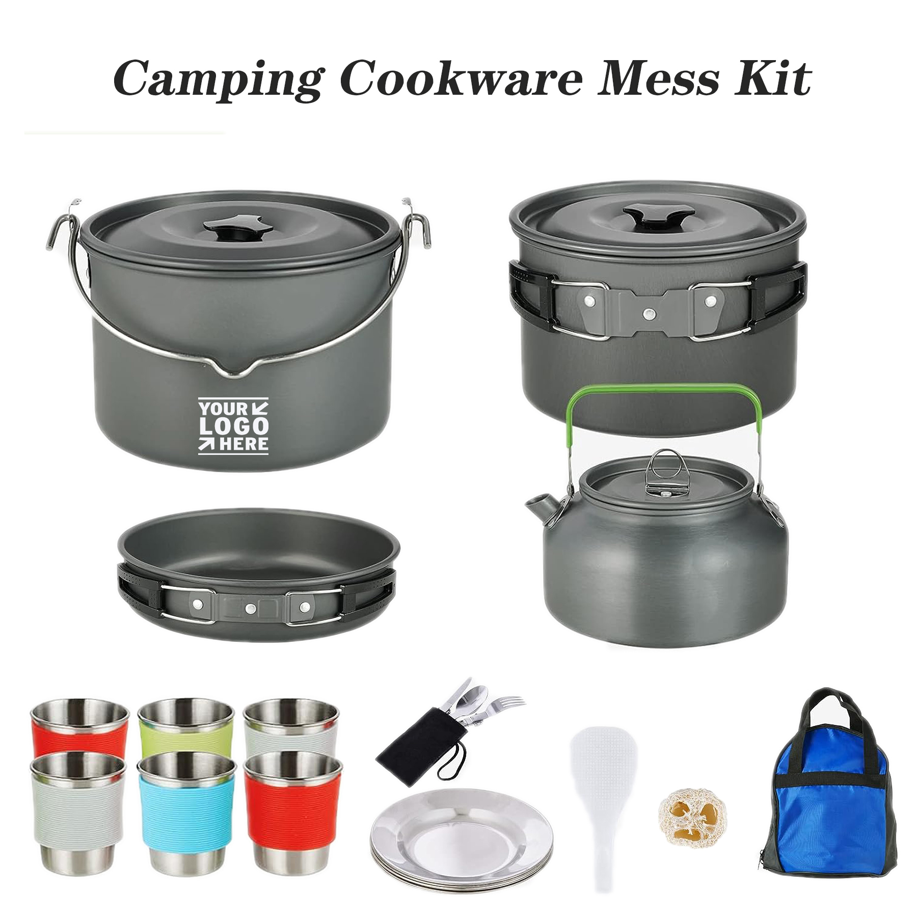 Outdoor Picnic 37 PCs Hanging Pot Cups Dishes Forks Spoons Knives Camping Cookware Mess Kit Set, custom kitchen gadget with logo imprint 2