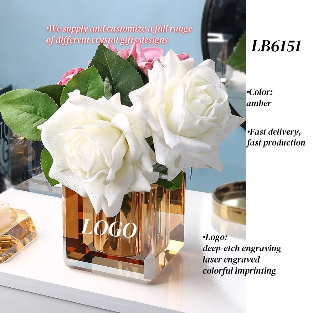 Square Crystal Vases for Flowers for Glass Home Decor 5