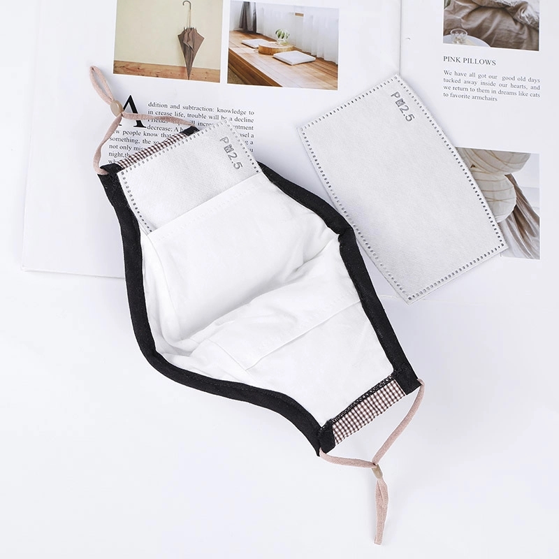 Double Breathing Valve Plaid Cotton Face Mask Reusable 2