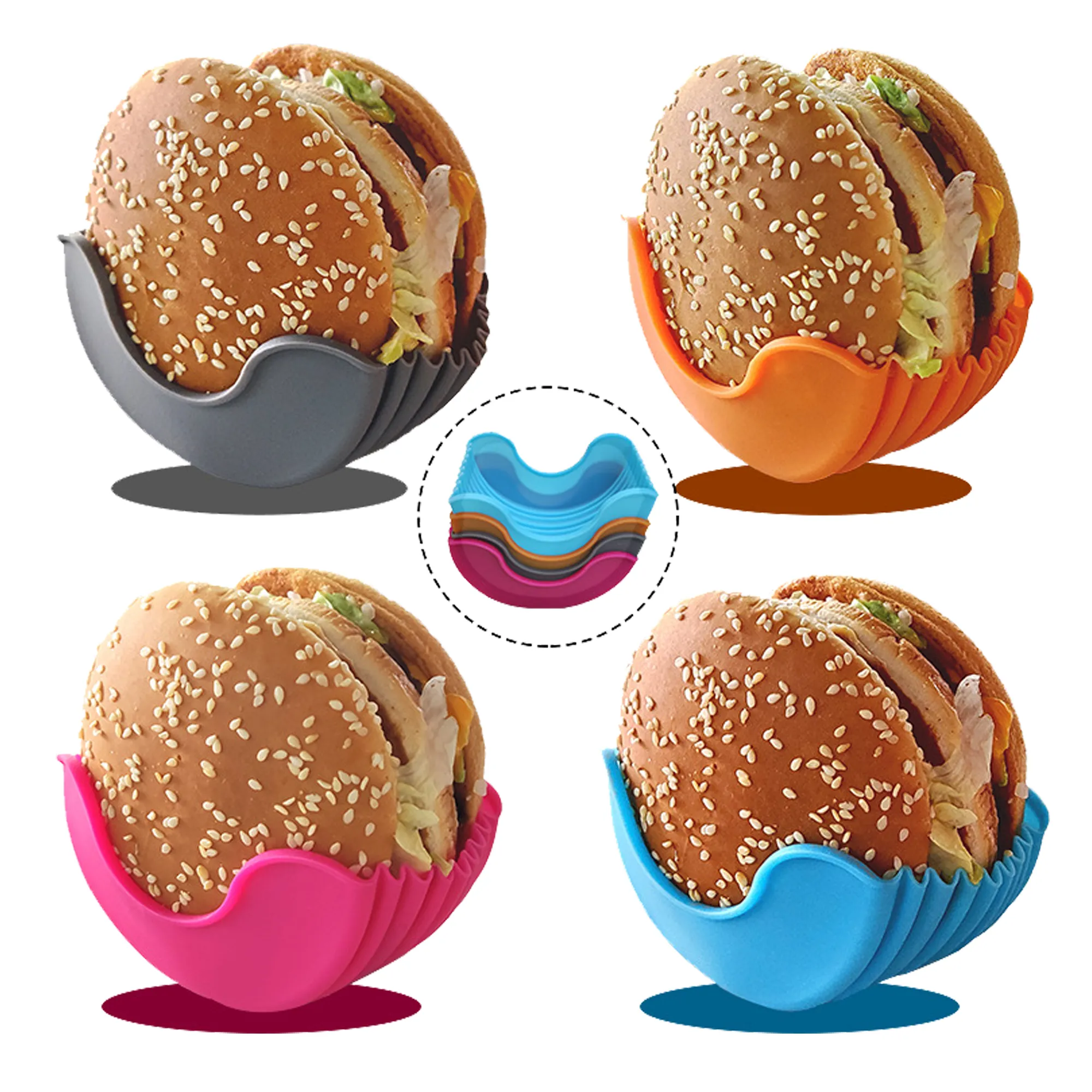 Reusable Washable Retractable Silicone Hamburger Clip Holder 6