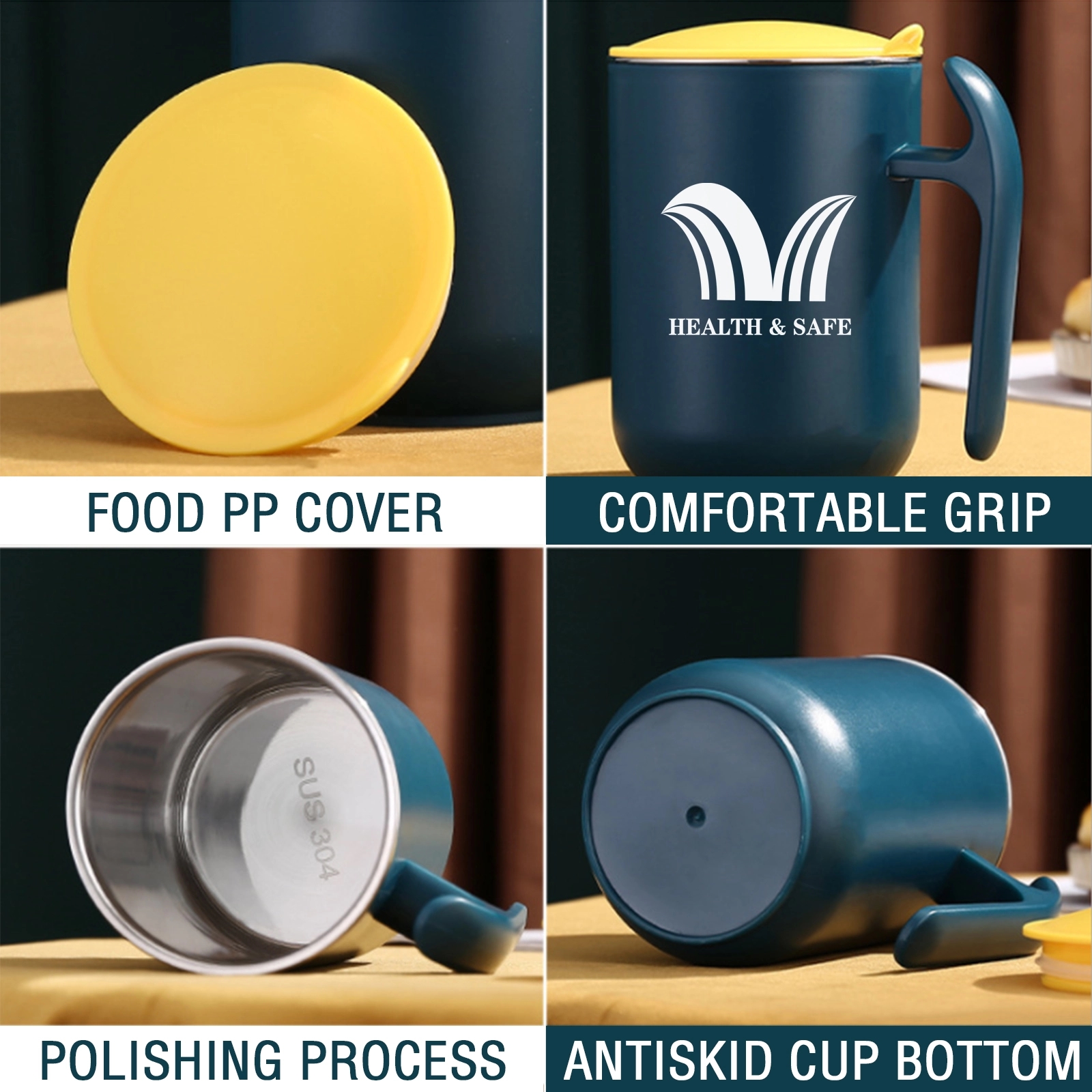 Tea Cup Wide Handle With Lids 12 Oz 5