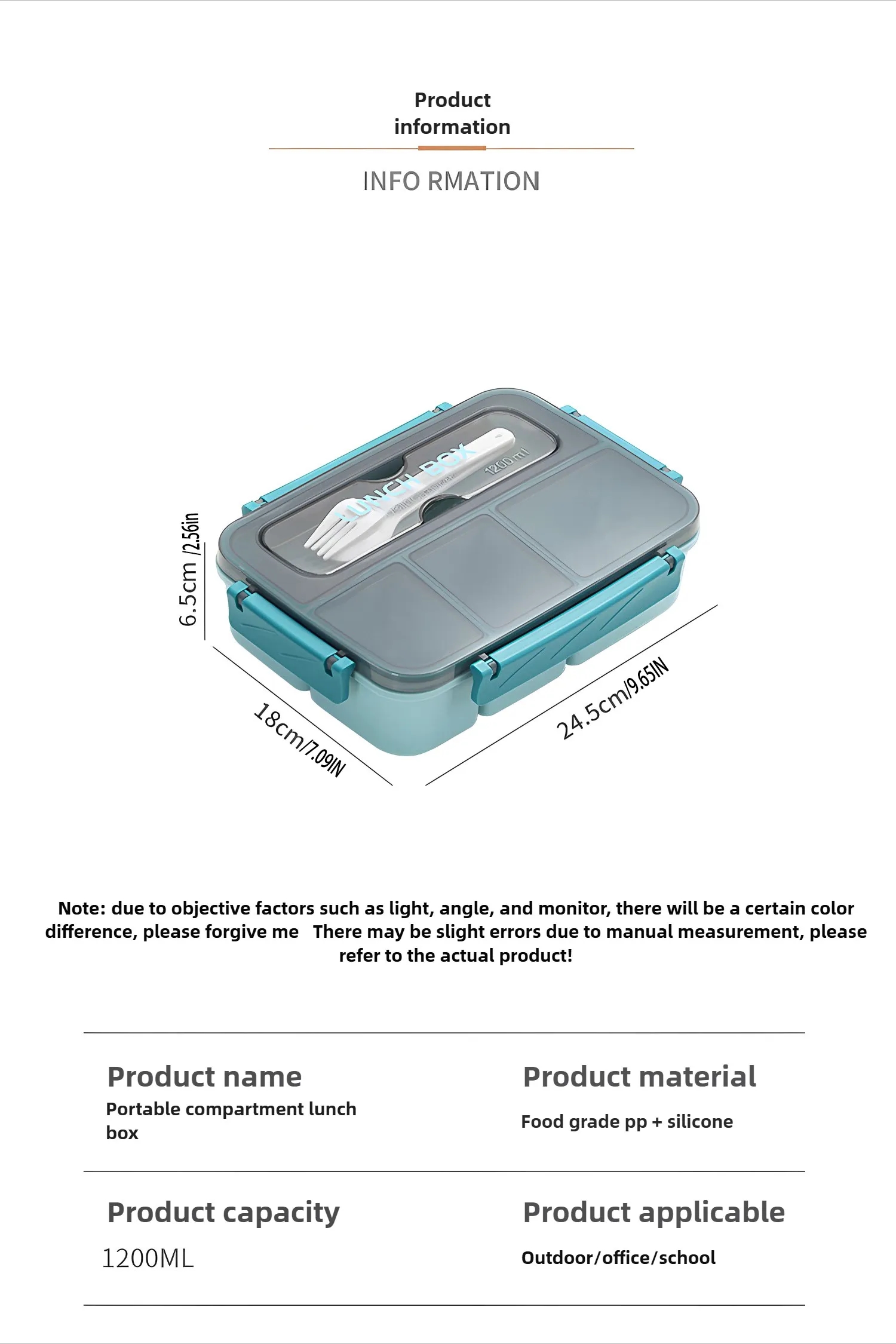 4 Compartment Bento Lunch Box with Utensils 4