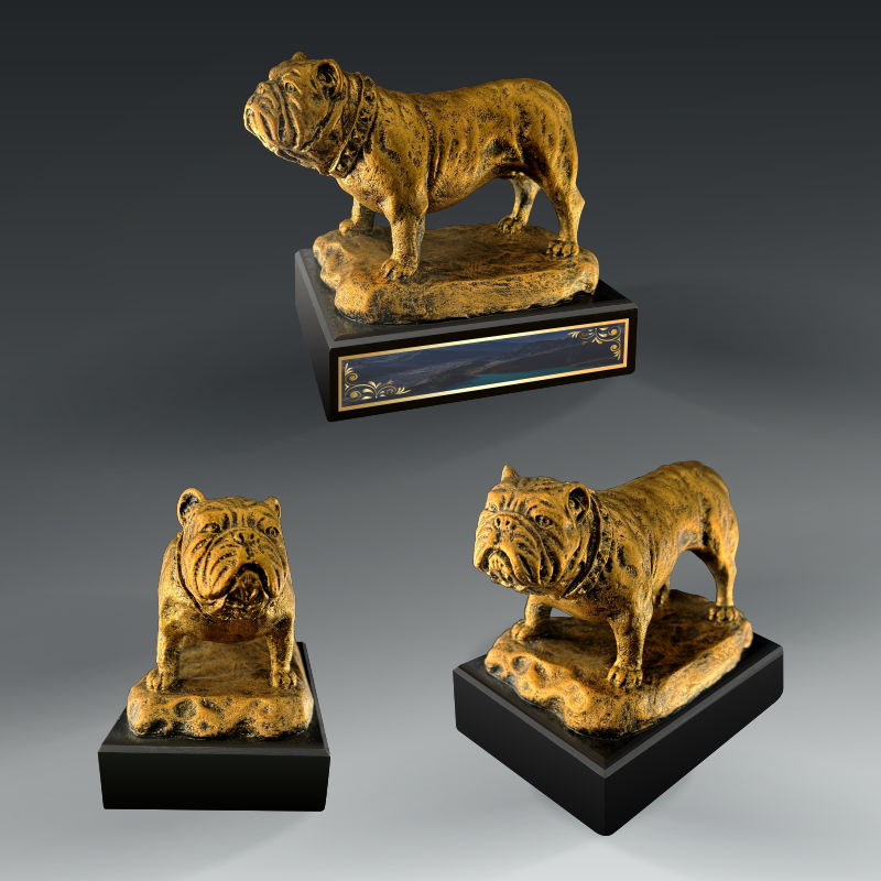 Gold Bulldog, 7" Tall On Black Base 1