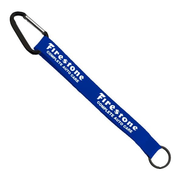 3/4" Sewn Polyester Keychain with Metal Split-Ring and Carabiner 215