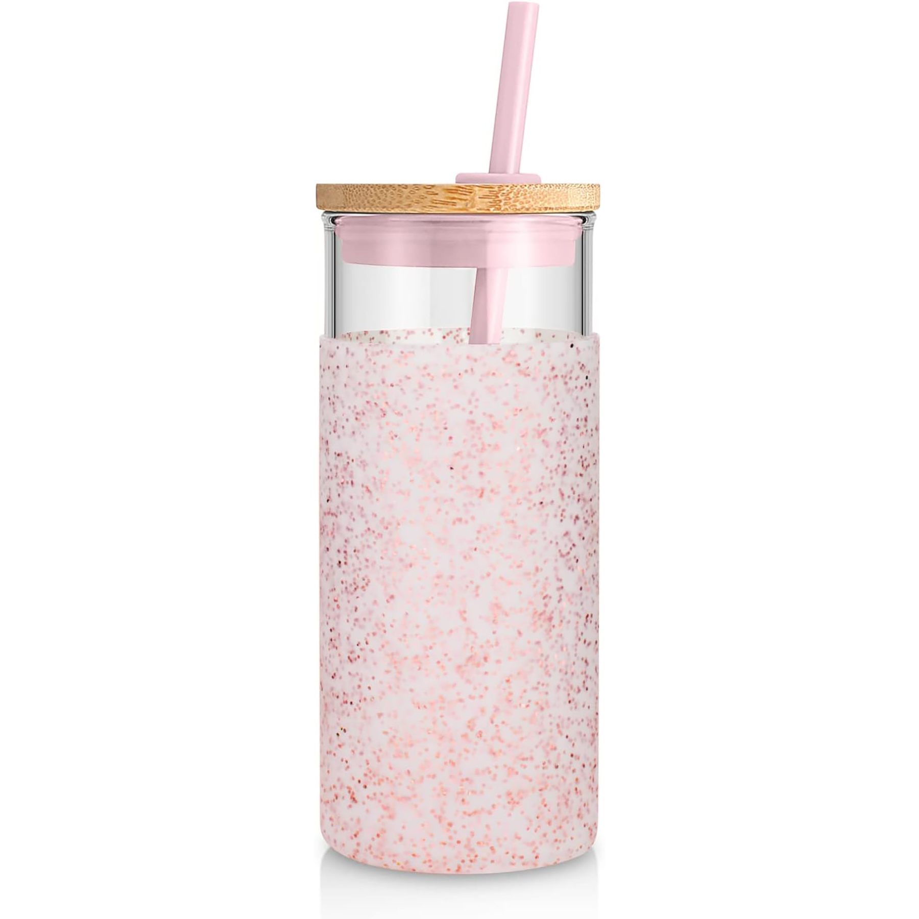 20 Oz Glass with Bamboo Lid and Straw 13