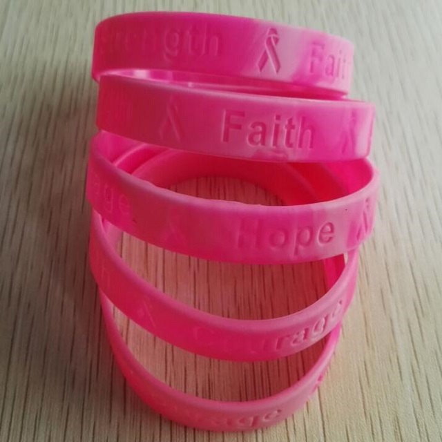1/2 Inch Breast Cancer Swirl Deboss-fill Wristband 2