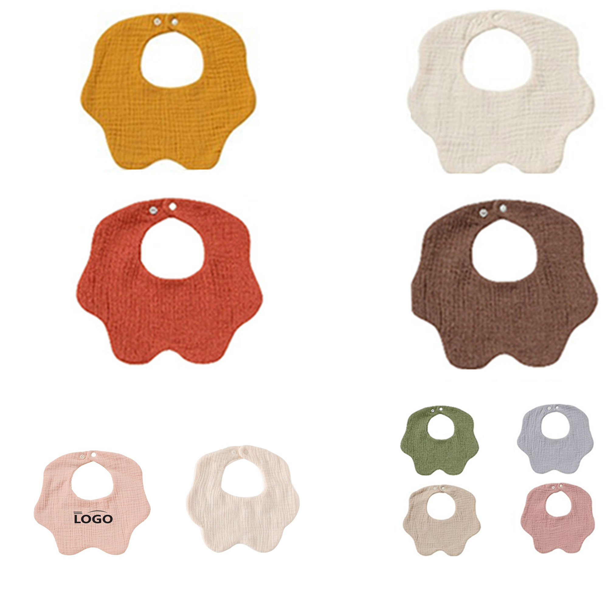 95% Cotton Petal Shape Baby Bib 2