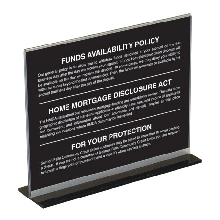 14x11 Clear Acrylic Counter Sign Holder with Accent Strip