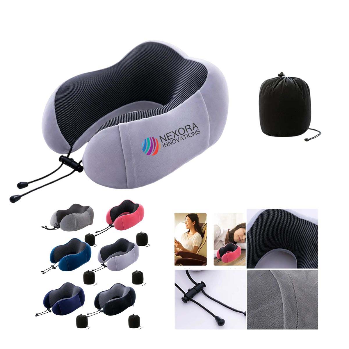 Soft Spandex Travel Pillow for Planes Trains and Cars 4