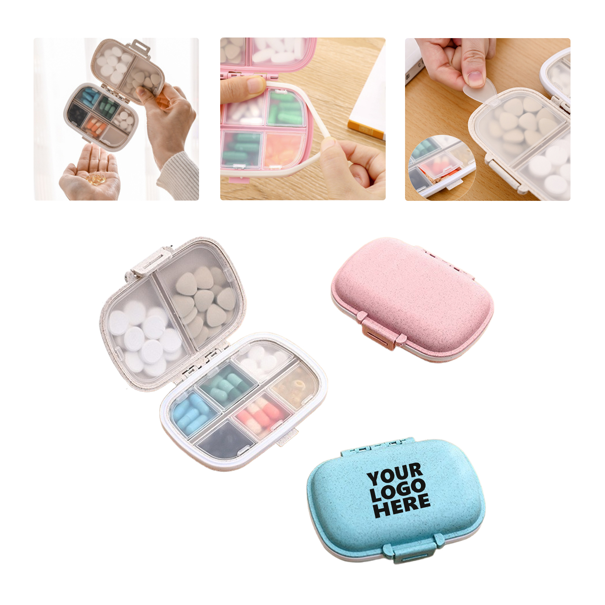 MOQ50 8-Compartment Sealed Pill Box for Travel & Storage 2