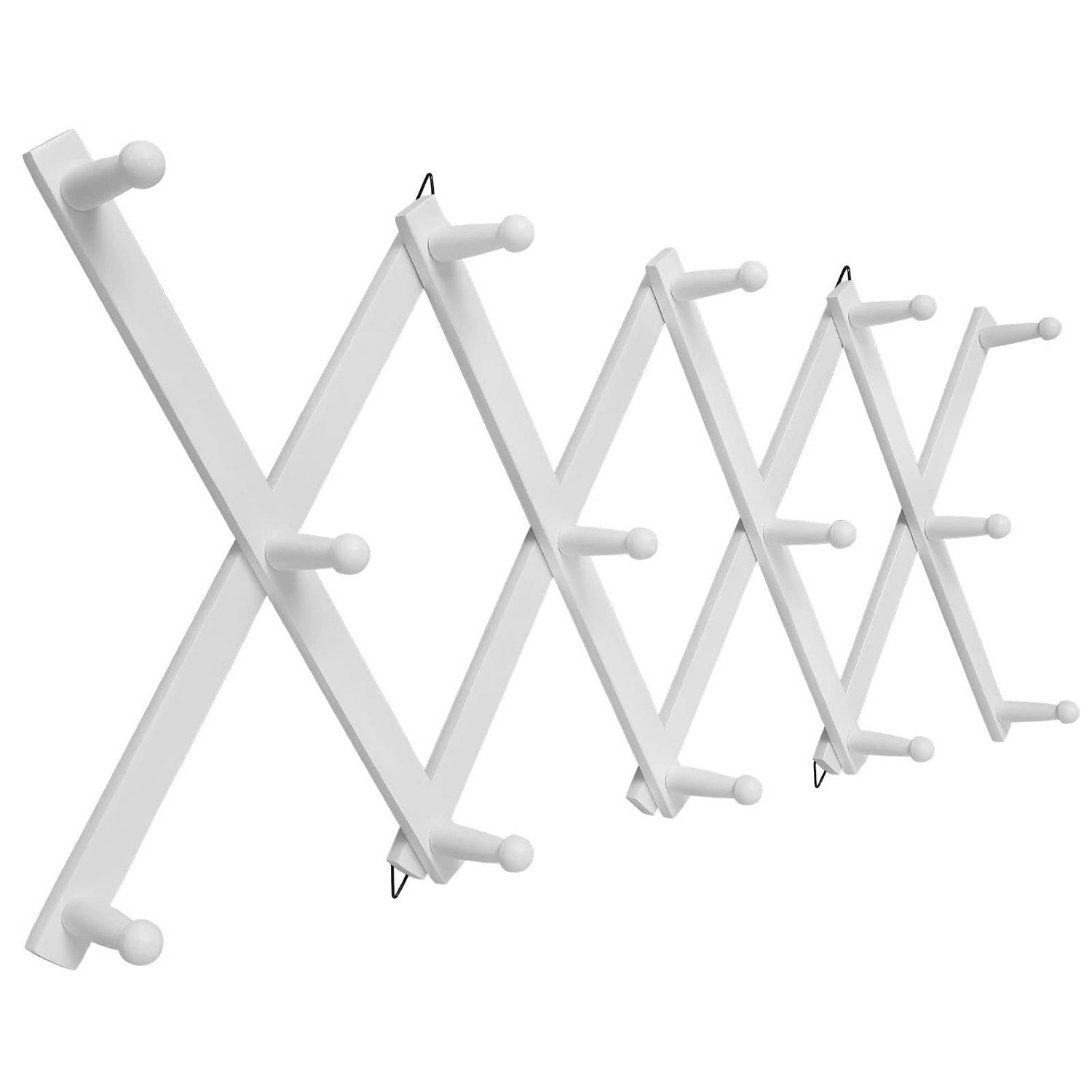 Expandable Wall Mounted Wooden Hat Rack w/ 14 Hooks 7