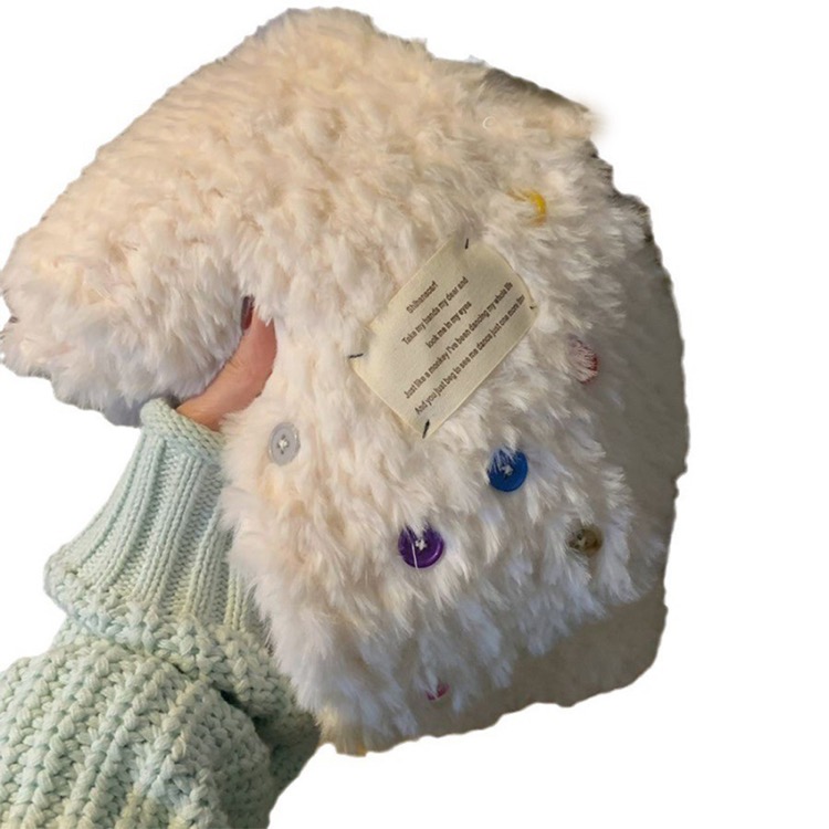 Colorful Button Plush Thickened Scarf 5