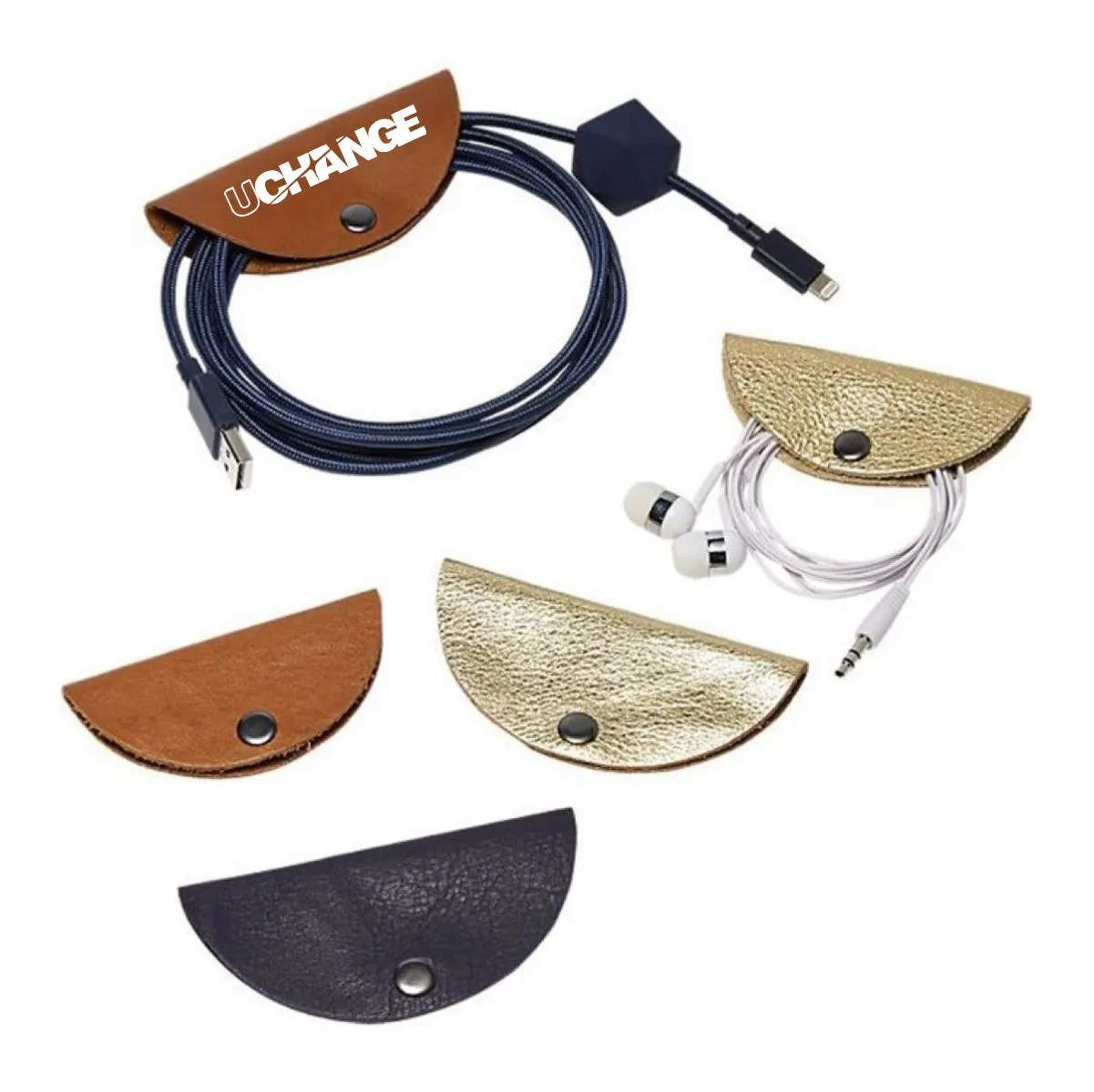 PU Leather Cable Organizer Pouch With Snap 2
