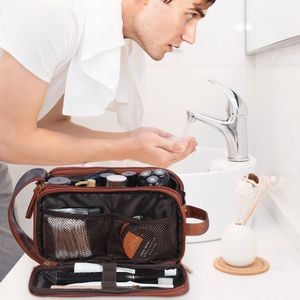 PU Leather Toiletry Bag Men Travel Large Capacity Waterproof 1