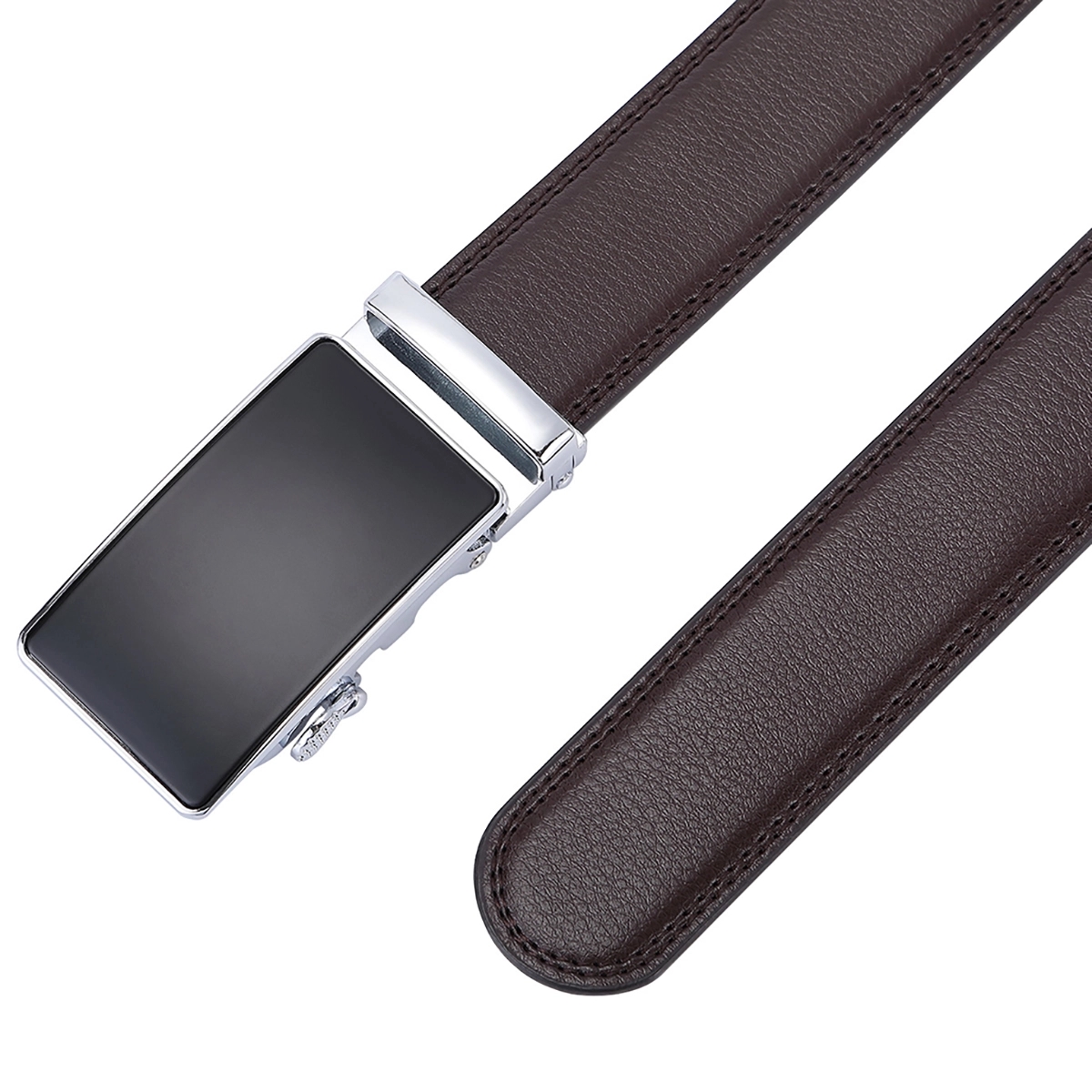 Men'S Leather Dress Belt Automatic Ratchet Buckle 4