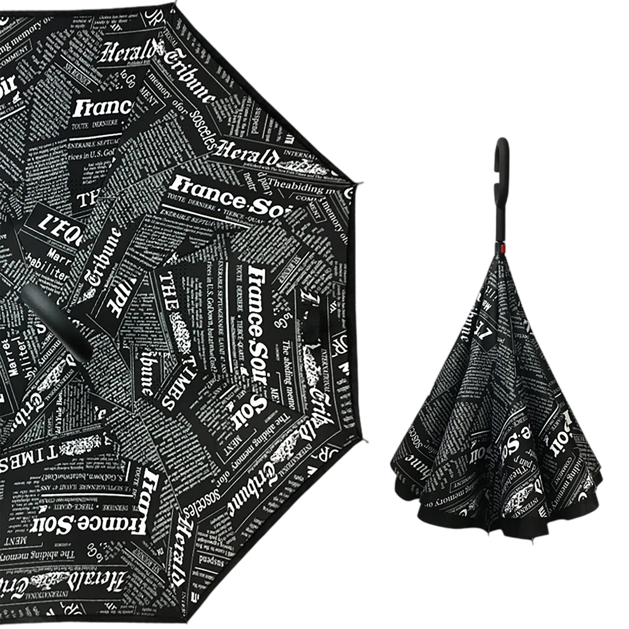 Double Layer Waterproof Reverse Folding Inverted Umbrella With Wrist Handle 42" X 31.5" 19