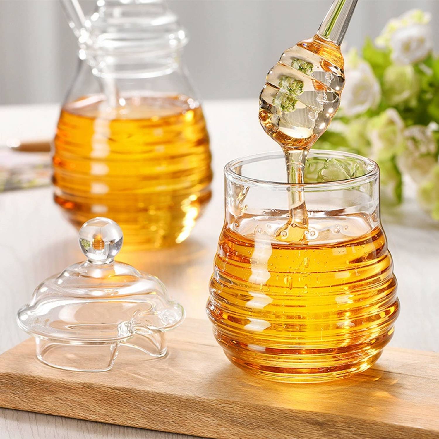 9.5 oz Glass Honey Jar w/ Dipper 7