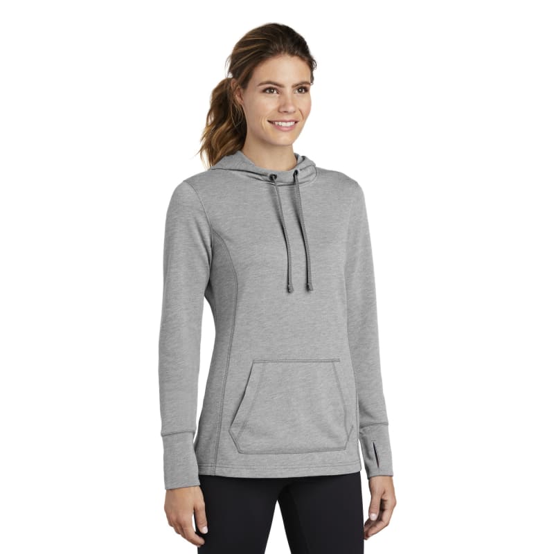 Sport-Tek Women's PosiCharge Tri-Blend Wicking Fleece Hooded Pullover. 4