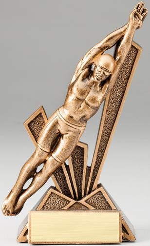 Swimming Male Checkmate Resin Sculpture 3