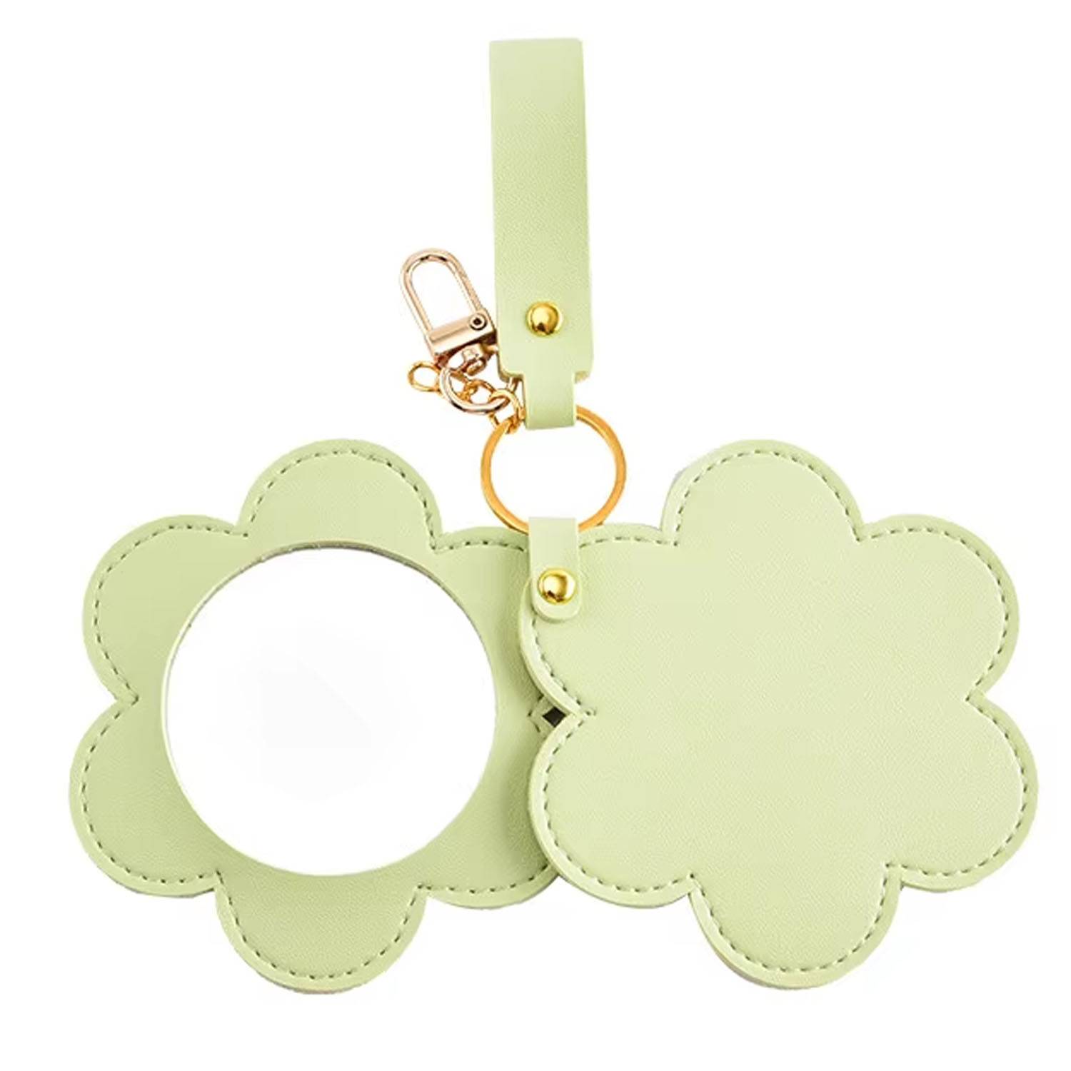 PU Leather Rotating Flower Makeup Mirror Keychain 5