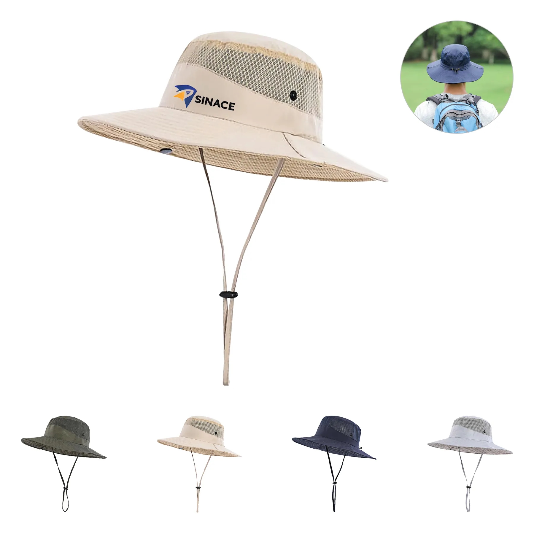 Wide Brim Mesh Sun Bucket Hat