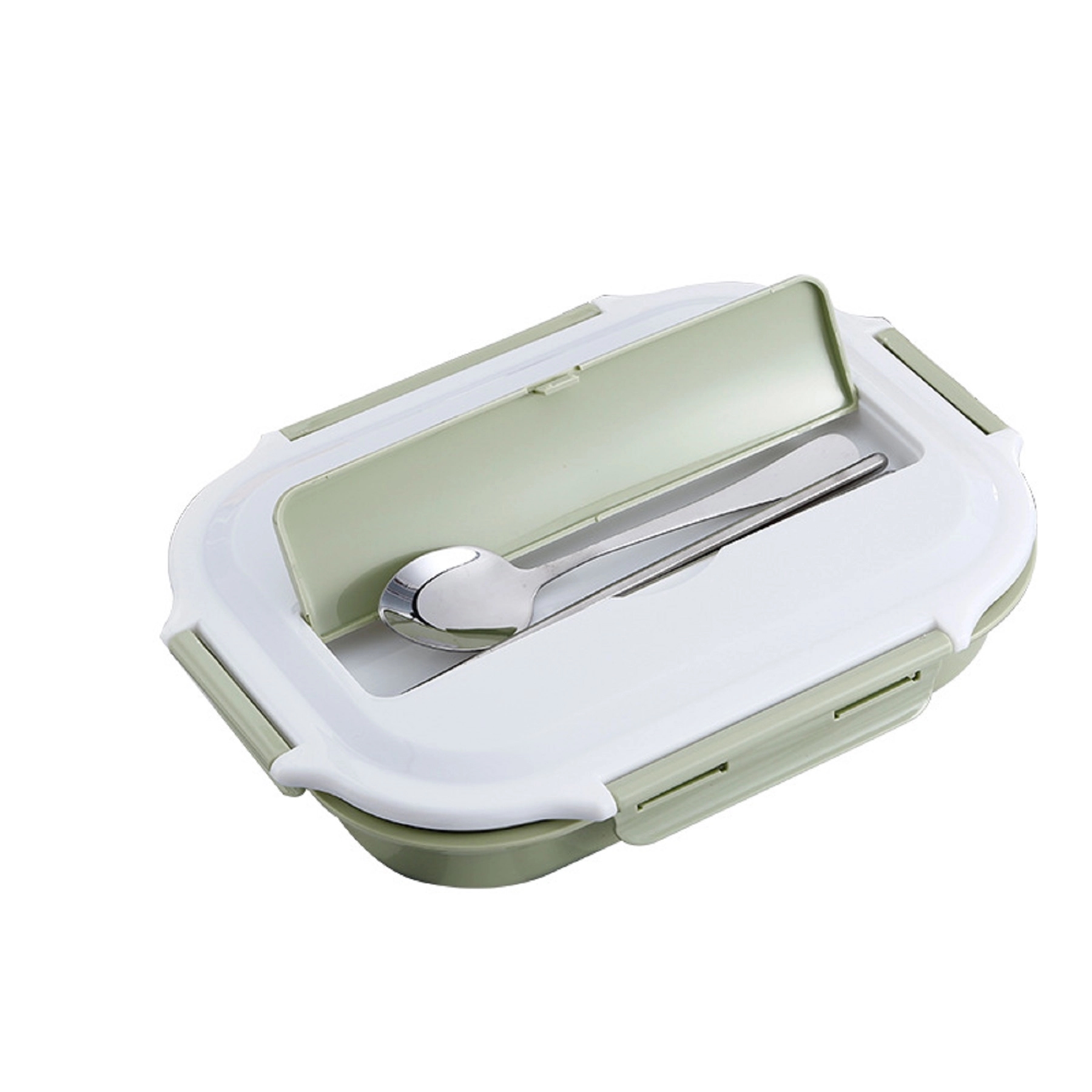 4 Side Locked Wheat Straw Lunch Box with Metal Utensils 3