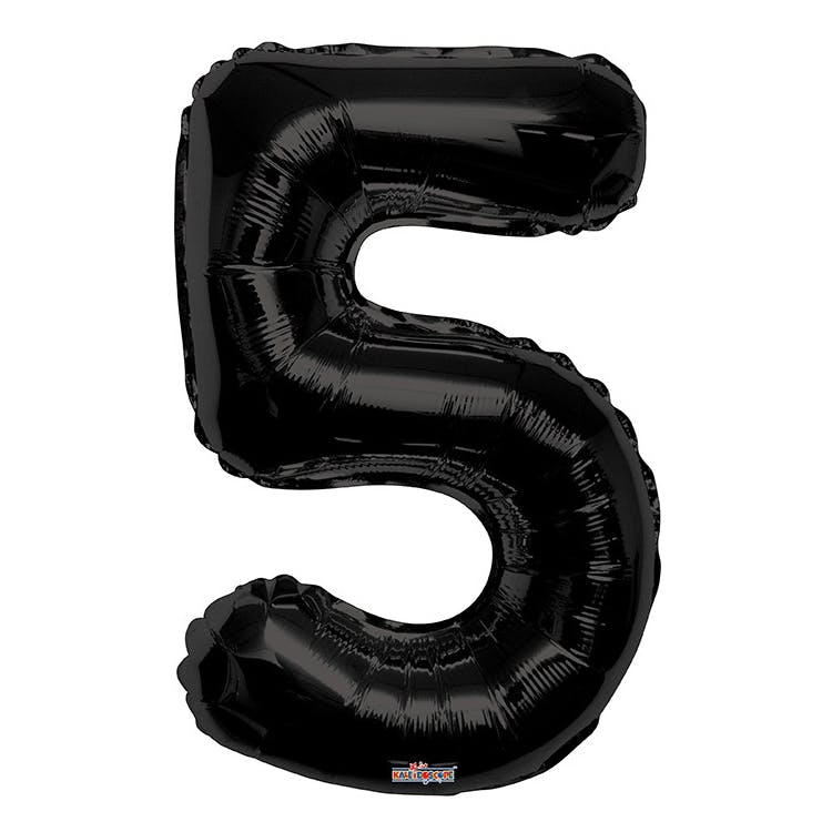 Mylar Number 5 Balloons - Black 34" 2