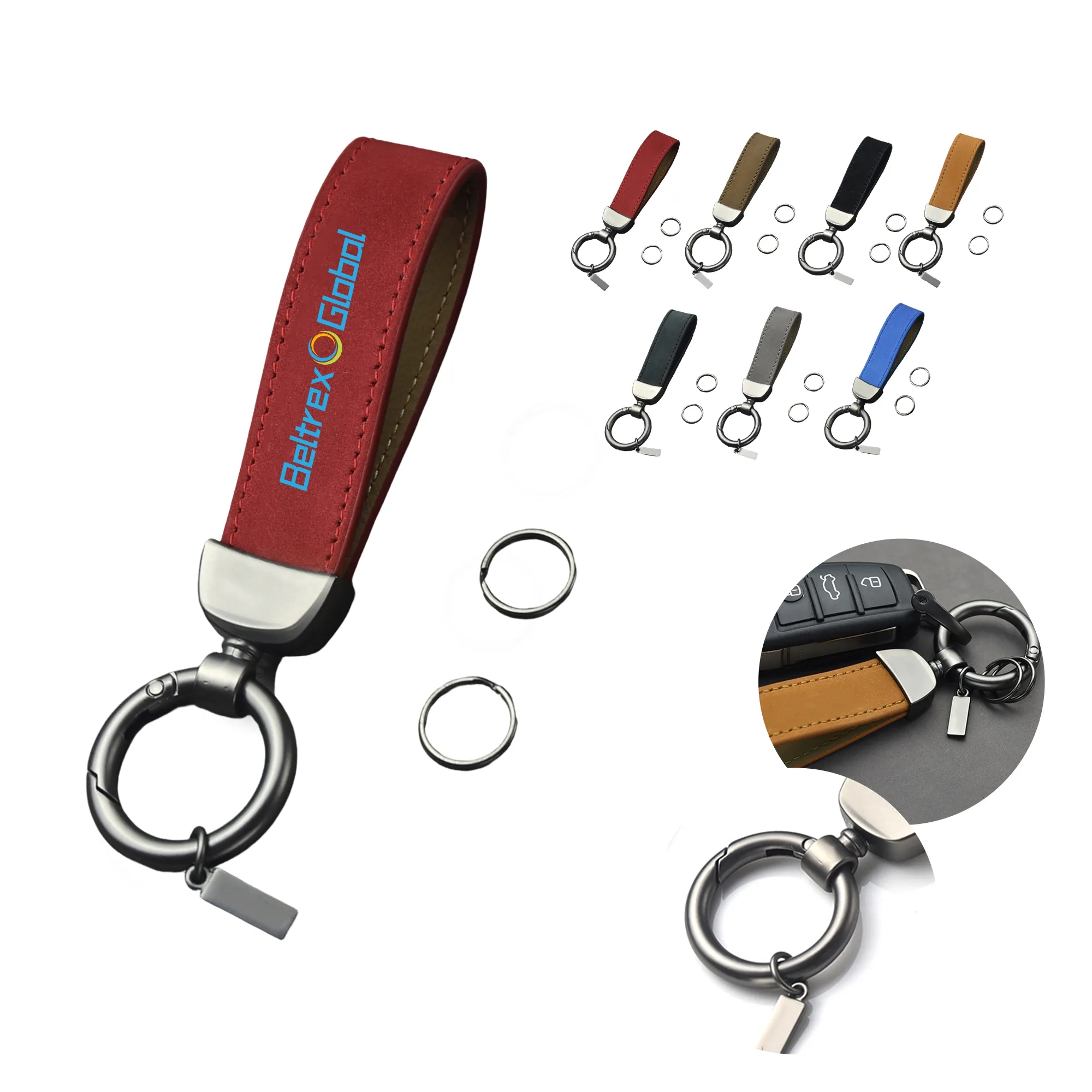 Cowhide Leather Keychain with Zinc Alloy Hardware 4