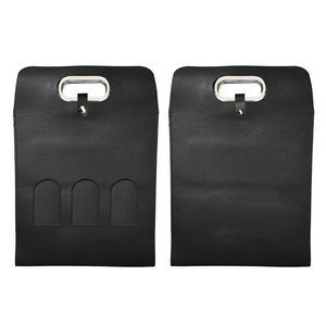 Buckled PU Leather 3-Bottle Wine Bag with Window and Metal Handles 25