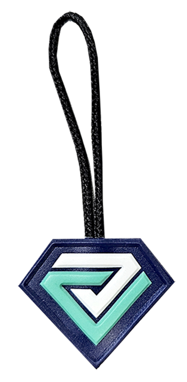 2D Custom Zipper Pull with cord 14