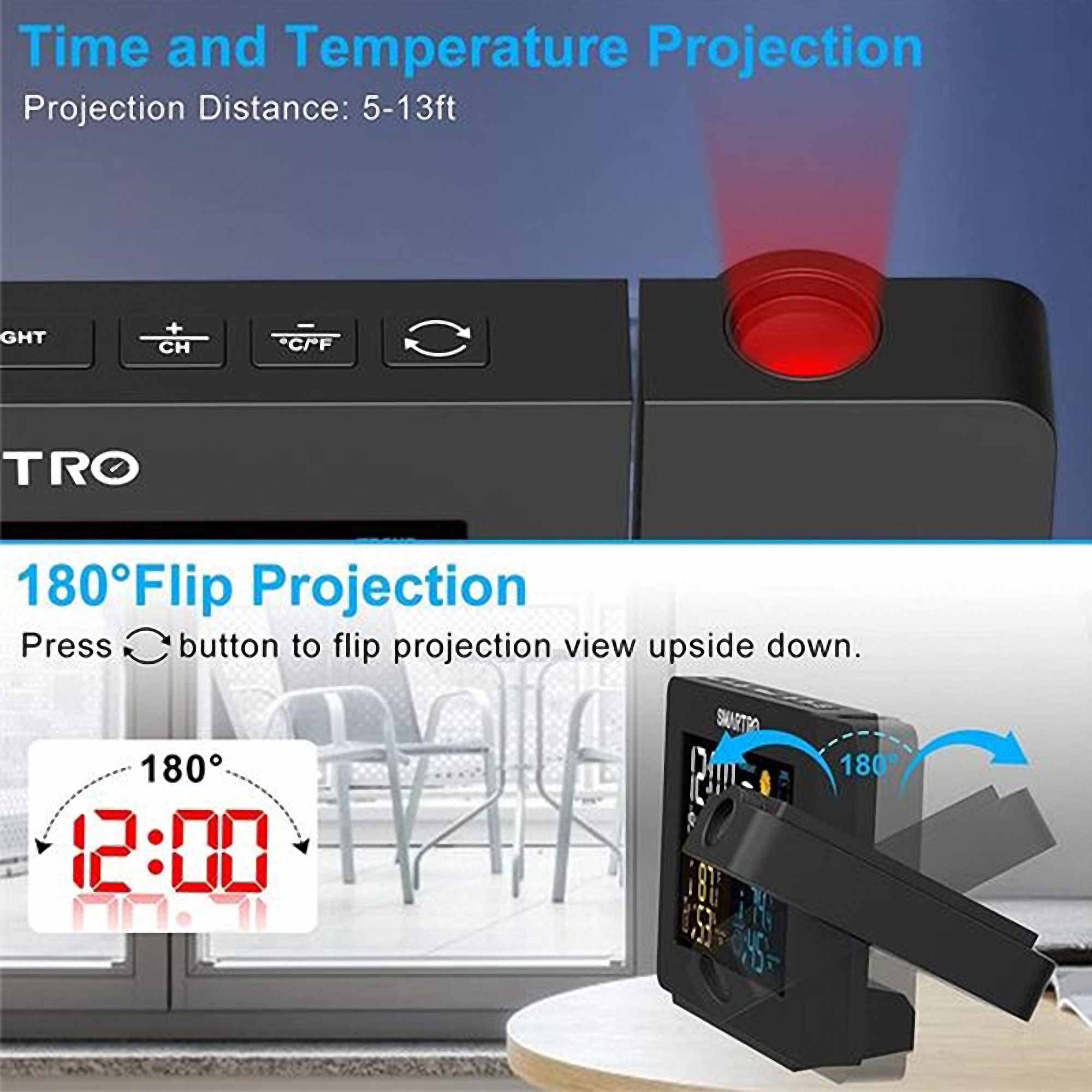 Digital Projection Alarm Clock with Weather Station 3