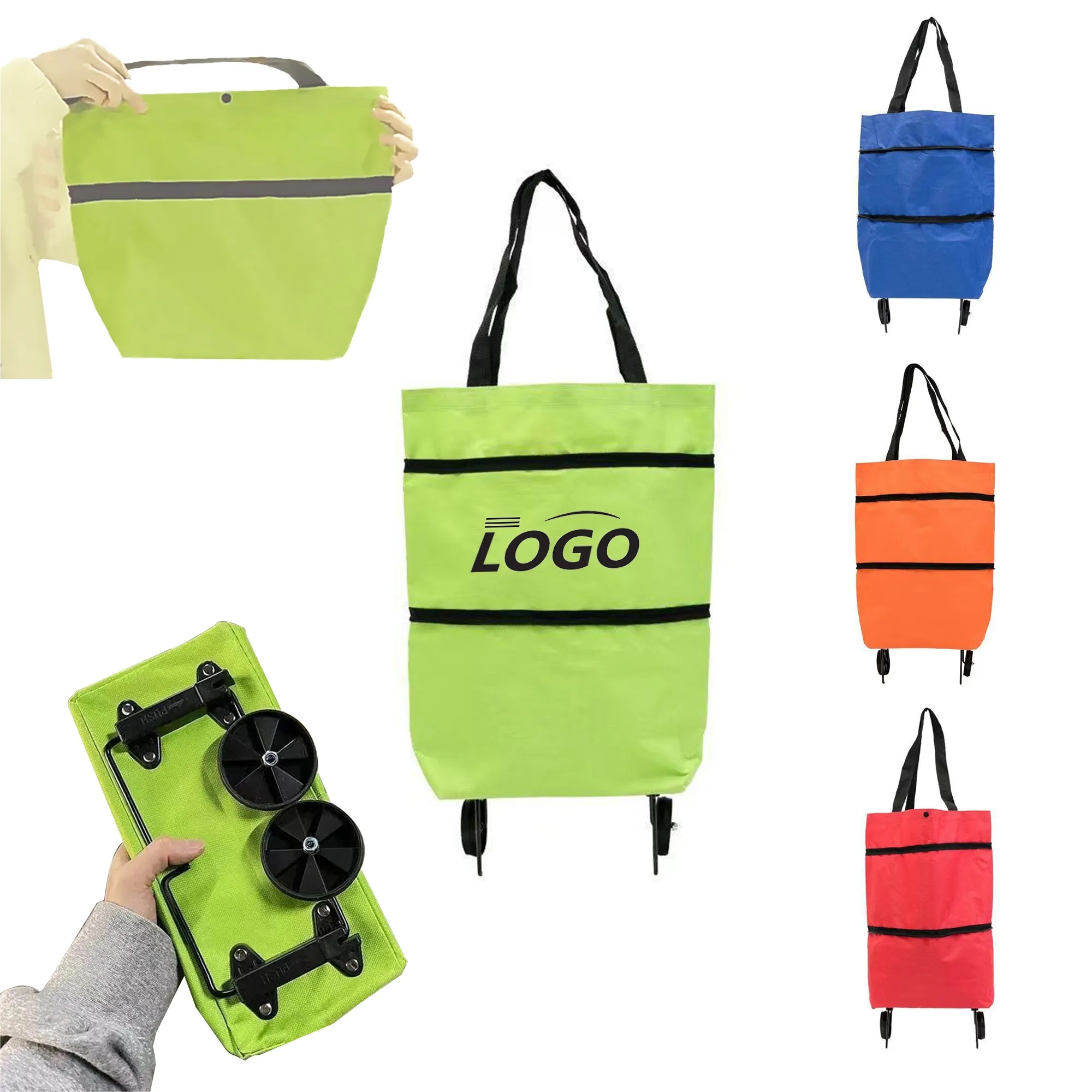Portable Waterproof Wheeled Hand Cart Folding Bag Shopping C